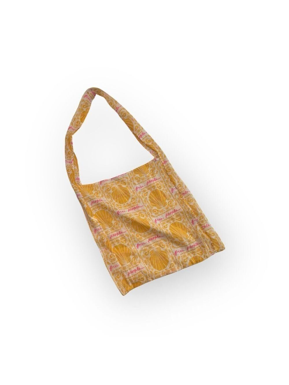 Free People Seashell Print Tote Bag Yellow Pink